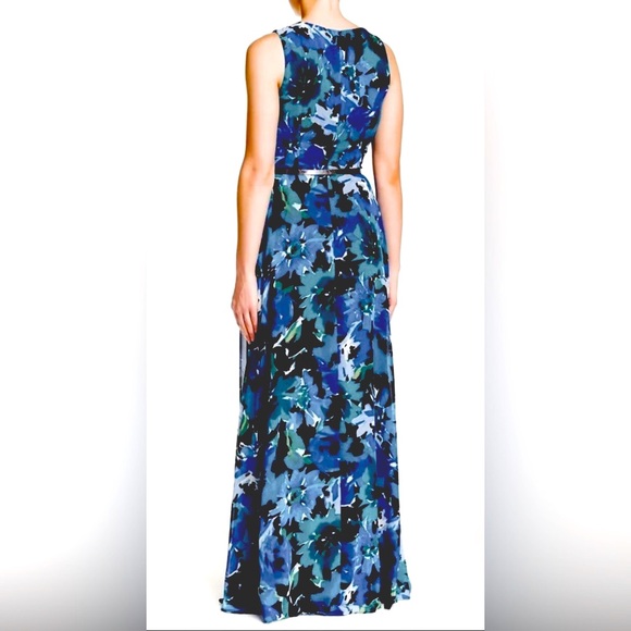 Eliza J Sleeveless Maxi Dress Blue Floral Chiffon - Picture 5 of 7
